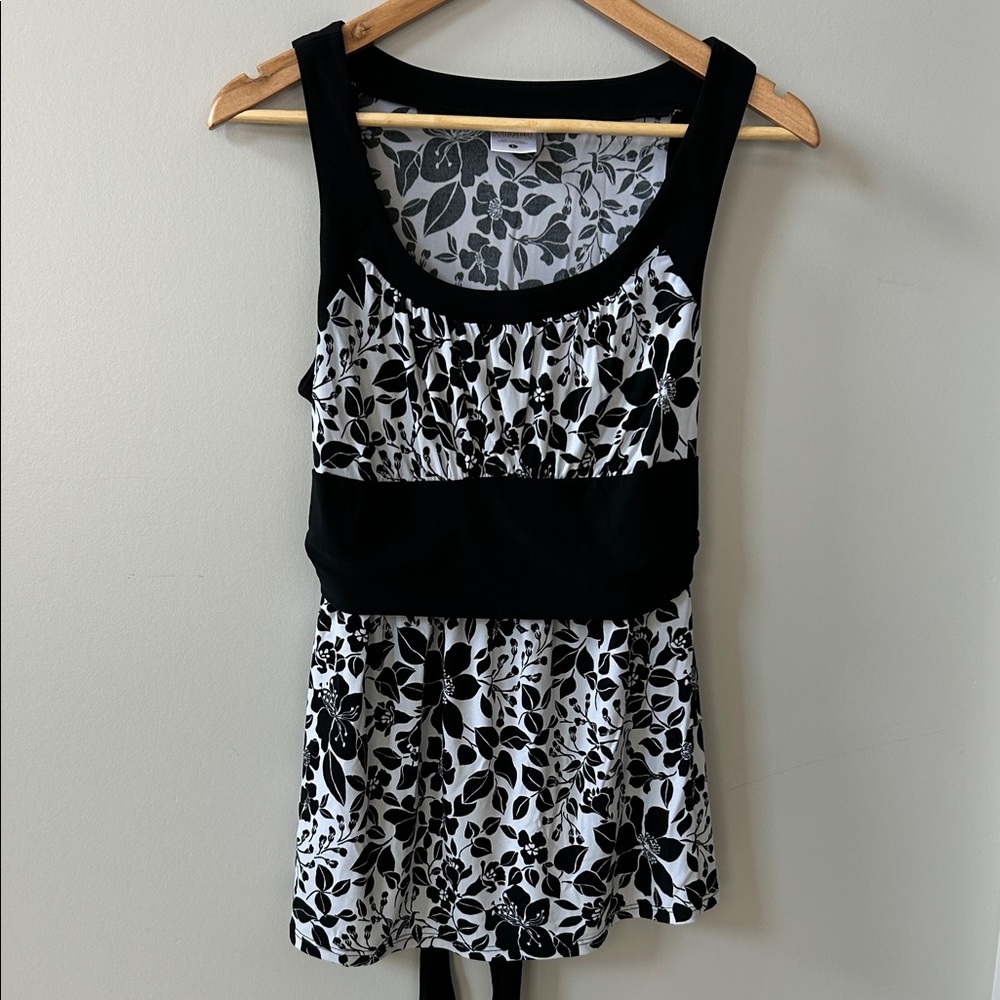 Motherhood Black and White Floral Tank Top